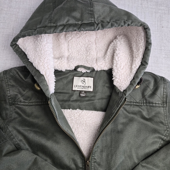 Legendary Whitetails Women Sherpa Lined Quilted Utility Jacket Olive Green Large - Picture 6 of 11